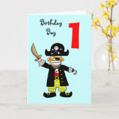 1 jaar oud piraat jongen kaart (Gele Bloem)