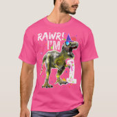 1 Jaar Oud Shirt 1e Verjaardag Jongen T Rex Dinosa (Voorkant)