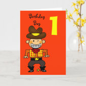 1 jaar oud verjaardag jongen kaart (Gele Bloem)