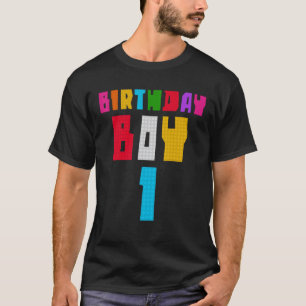 1 jaar oud verjaardag jongen meester bouwer blok b t-shirt