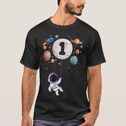 1 jaar oud verjaardag planeten astronaut 1e verjaa t-shirt (Voorkant)