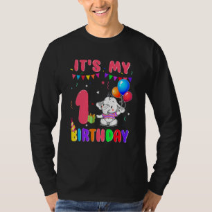 1 jaar Oude 1-jarige verjaardag Elephants Boys Gew T-shirt