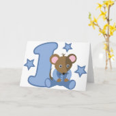 1 jaar oude Baby Muis verjaardagscadeau Kaart (Gele Bloem)