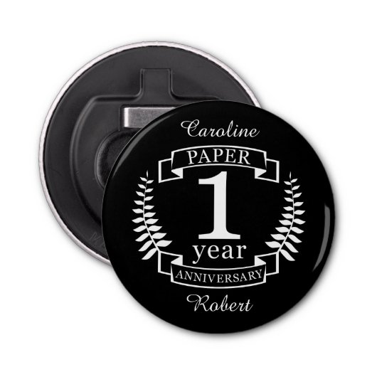 1 jaar oude dag button flesopener (Voorkant)