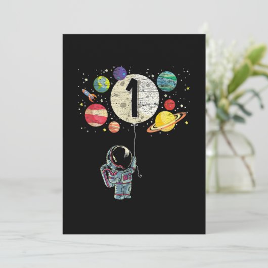 1 jaar oude geboorthday Boy Astronaut 1st Birthday Kaart (Staand voorkant)