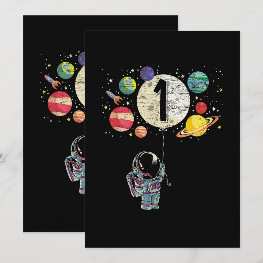 1 jaar oude geboorthday Boy Astronaut 1st Birthday Kaart (Voorkant / Achterkant)