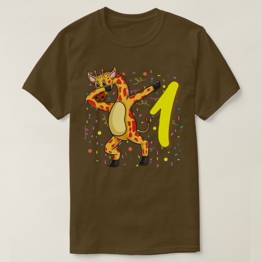1 jaar oude Giraffe verjaardag T-shirt (Design voorkant)