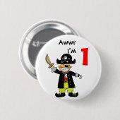 1 jaar oude piratenjongen ronde button 5,7 cm (Voorkant /achterkant)