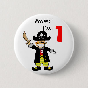 1 jaar oude piratenjongen ronde button 5,7 cm