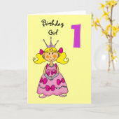 1 jaar oude prinses (blond haar) kaart (Gele Bloem)