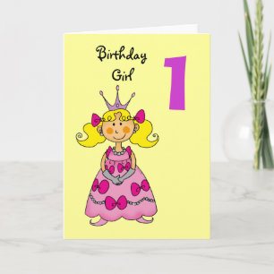 1 jaar oude prinses (blond haar) kaart