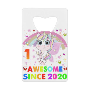 1 jaar oude Unicorn Cutie 1st Birthday Unicorn Gif Creditkaart Flessenopener