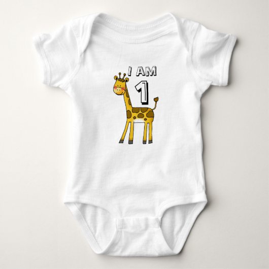 1 jaar oude verjaardag jongen/meisje (giraffe) romper (Voorkant)