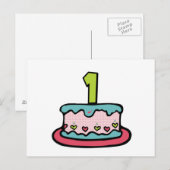 1 jaar oude verjaardagsCake Briefkaart (Voorkant / Achterkant)