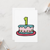 1 jaar oude verjaardagsCake Kaart (Voorkant / Achterkant in situ)