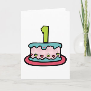 1 jaar oude verjaardagsCake Kaart