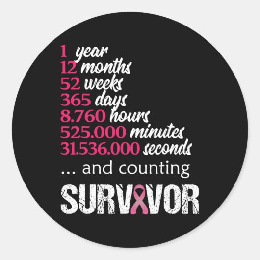 1 Jaar Overlevende Borstkanker Awareness Gift 2018 Ronde Sticker (Voorkant)