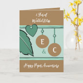 1 jaar papierdag initiaal groen bruin kaart (Gele Bloem)