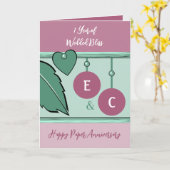 1 jaar papierdag initialen groen lavender kaart (Gele Bloem)