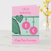 1 jaar papierherdenking initiaal groen roze kaart (Gele Bloem)