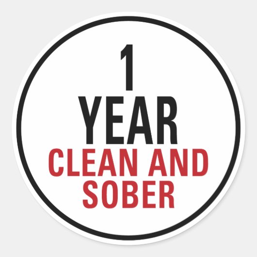 1 jaar reinigen en Sober Ronde Sticker (Voorkant)