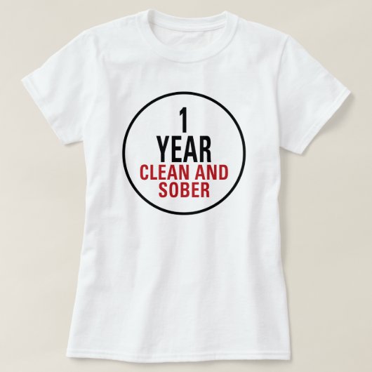 1 jaar reinigen en Sober T-shirt (Design voorkant)
