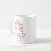 1 jaar rookvrije prijsopgave met roze Floral-longe Koffiemok (Voorkant links)
