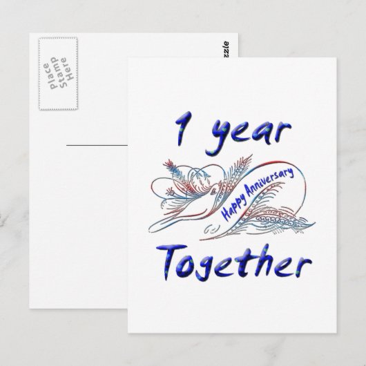 1 jaar samen briefkaart (Voorkant / Achterkant)