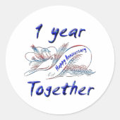 1 jaar samen ronde sticker (Voorkant)