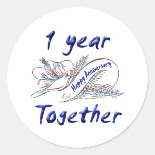 1 jaar samen ronde sticker