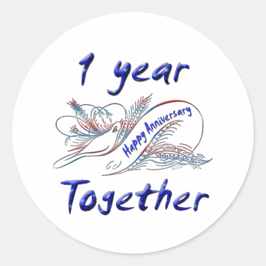1 jaar samen ronde sticker (Voorkant)