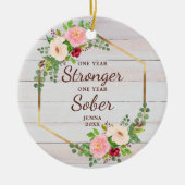 1 jaar Sober 1 jaar sterker op maat Keramisch Ornament (Voorkant)