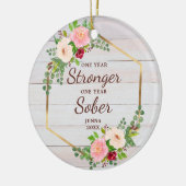 1 jaar Sober 1 jaar sterker op maat Keramisch Ornament (Links)