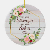 1 jaar Sober 1 jaar sterker op maat Keramisch Ornament (Achterkant)