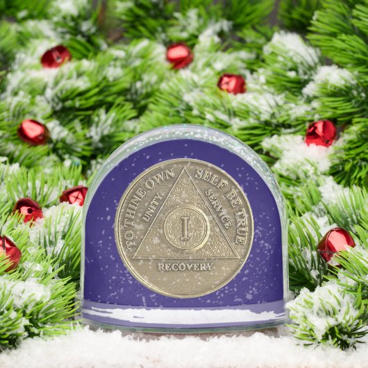 1 jaar Sober AA Recovery Jubileum Coin Sneeuwbol (Kerstmis)