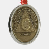 1 jaar Sober Jubileum Medallion Metalen Ornament (Rechts)