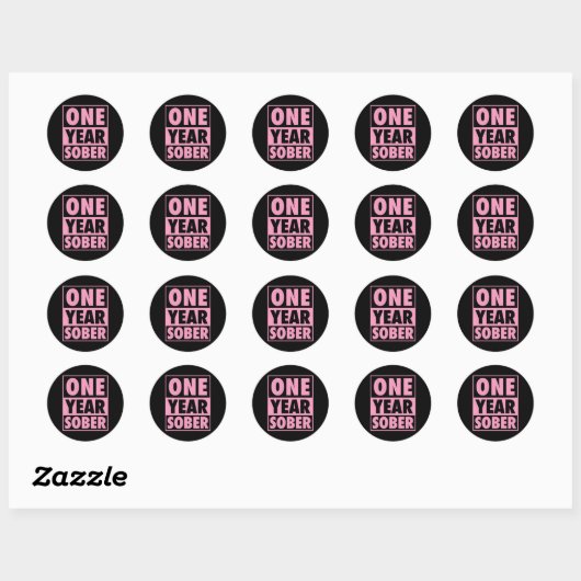 1 jaar Sober Recovering 1 jaar obriety Annivers Ronde Sticker (Vel)
