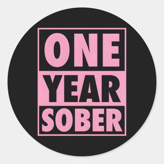 1 jaar Sober Recovering 1 jaar obriety Annivers Ronde Sticker (Voorkant)