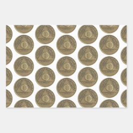 1 jaar Sober Recovery Jubileum Coin Inpakpapier Vel