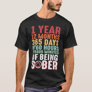 1 jaar "Sober Sobriety Alcoholism" T-shirt