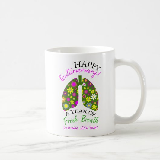 1 jaar stoppen met roken Jubileum Citaat Floral Lu Koffiemok (Rechts)