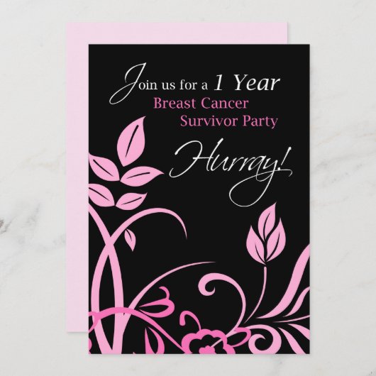 1 jaar Uitnodiging voor een borstkankerfeest (Voorkant / Achterkant)