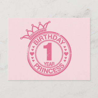 1 jaar - Verjaardag Prinses - roze Briefkaart