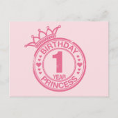 1 jaar - Verjaardag Prinses - roze Briefkaart (Voorkant)