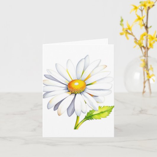 1 januari Daisy Day B - Waterverven & Pen Kaart (Gele Bloem)