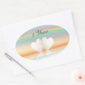 1-jarig jubileum Papieren Harten Ovale Sticker (Envelop)