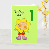 1 jarig meisje kaart (Gele Bloem)