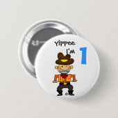 1-jarige cowboy ronde button 5,7 cm (Voorkant /achterkant)