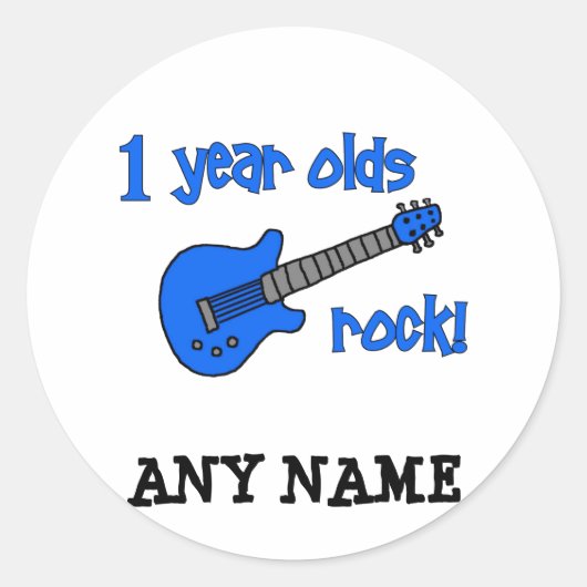 1-jarigen rock! Gepersonaliseerde baby's 1e verjaa Ronde Sticker (Voorkant)