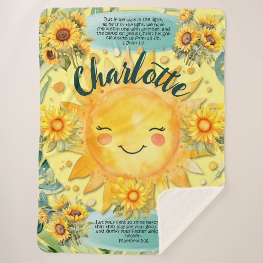 1 Johannes 1:7, Christelijke Vrouwen Zonneschijn D Sherpa Deken (Voorkant)